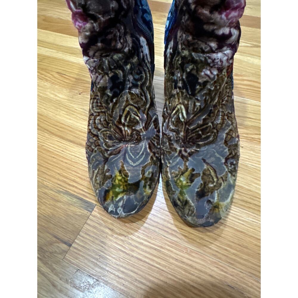 STRATEGIA Velvet Brocade Patchwork Boho Festival Ankle Boots Whimsygoth 39.5 - Picture 3 of 10
